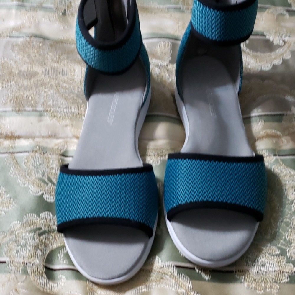 Teal flat sandals